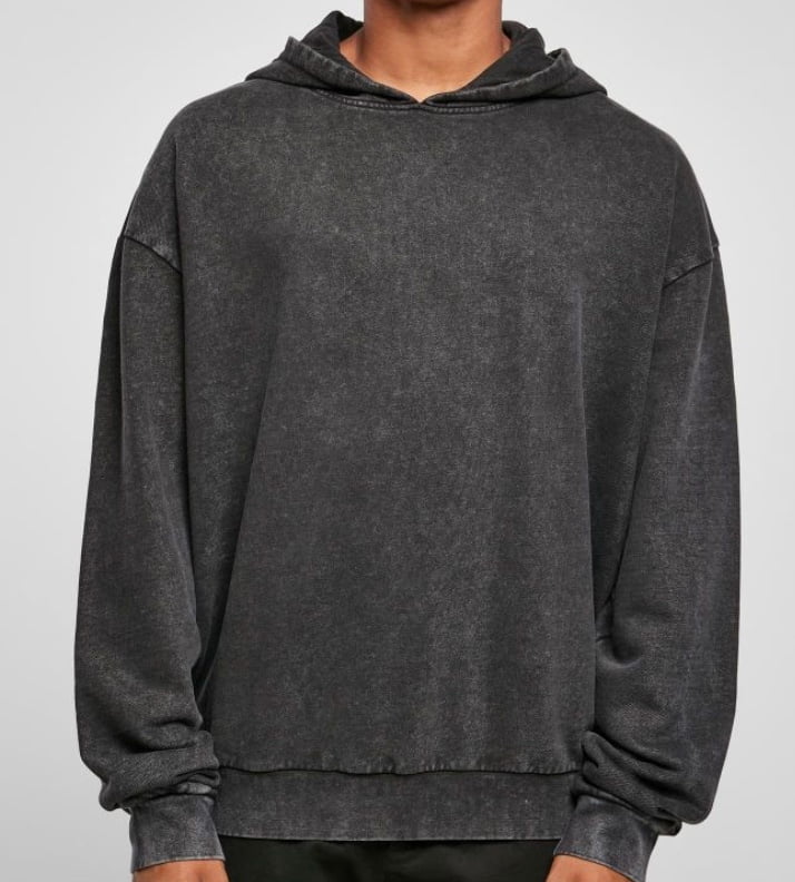 Men's Acid Wash Hoodie - Oversized Heavyweight Vintage Sweatshirt, Unisex Streetwear (Full Zip)